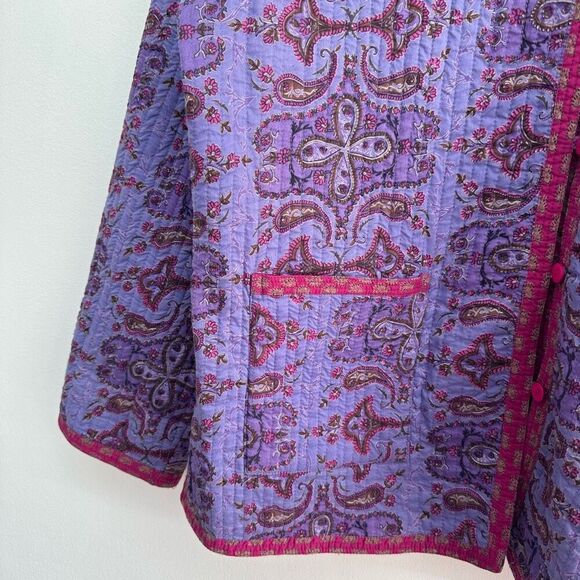 Provence D’Amour Women’s Reversible Purple and Violet Reversible Paisley Quilted - Picture 8 of 11